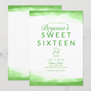 Invitación Fiesta de Dulces 16 de Moda Acuarela Verde Lima Br