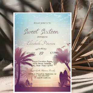 Invitación Fiesta de dulces 16 de Palms Beach Surfboard