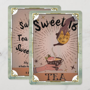 Invitación Fiesta de Dulces 16 de Té Vintage Tarot Bruja Tete