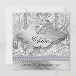 Invitación Fiesta de Dulces 16 Graduada Corona Blanca Joyería