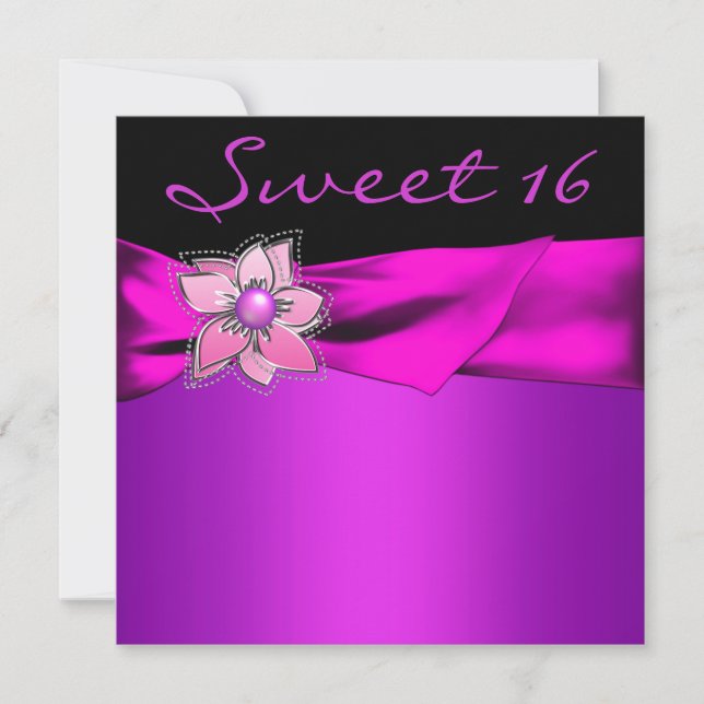 Invitación Fiesta de Dulces 16 Magenta (Anverso)