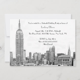 Invitación Fiesta de Dulces 16 NYC Skyline 01 Grabado