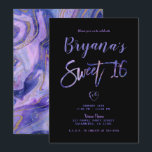 Invitación Fiesta de Dulces 16 Purple Black Gold Marble Chic<br><div class="desc">Personalizar para cualquier evento</div>