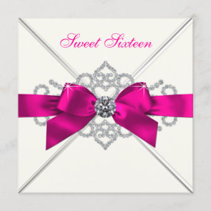 Invitación Fiesta de Dulces 16 Rosados Diamantes Blancos