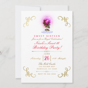 Invitación Fiesta de Dulces 16 Rosas Rojas Encantadas Florale