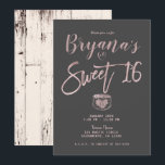 Invitación Fiesta de Dulces 16 Rustica Glam Rosa Dorado Gris<br><div class="desc">Personalizar para cualquier evento</div>