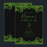 Invitación Fiesta de Dulces 16 Verde Lima Brillo Purpurina Ne<br><div class="desc">Personalizar para cualquier evento</div>