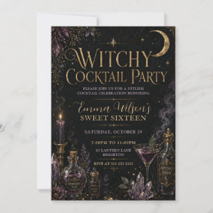 Invitación Fiesta de Dulces Dieciséis Cóctel de Brujas