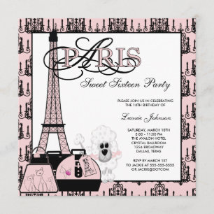 Invitación Fiesta de Dulces Dieciséis con Candil de París Ros