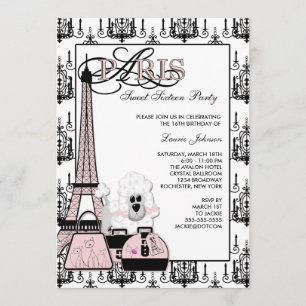Invitación Fiesta de Dulces Dieciséis con Candil de París Ros