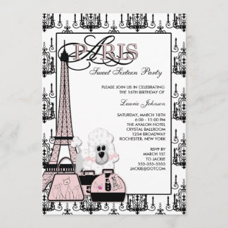 Invitación Fiesta de Dulces Dieciséis con Candil de París Ros