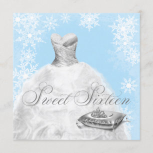 Invitación Fiesta de Dulces Dieciséis Copo de Nieve Azul de I