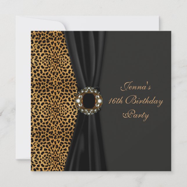 Invitación Fiesta de Dulces Dieciséis de Clase Lujosa Leopard (Anverso)