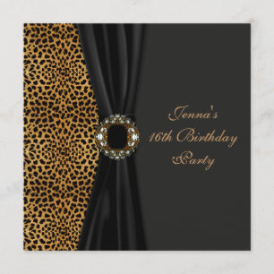 Invitación Fiesta de Dulces Dieciséis de Clase Lujosa Leopard