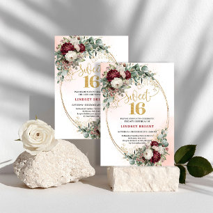 Invitación Fiesta de Dulces Dieciséis de Moda Boho en Rojo Pr