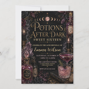 Invitación Fiesta de Dulces Dieciséis de Pociones Después del