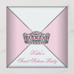 Invitación Fiesta de Dulces Dieciséis de Tiara Rosa Clase Alt