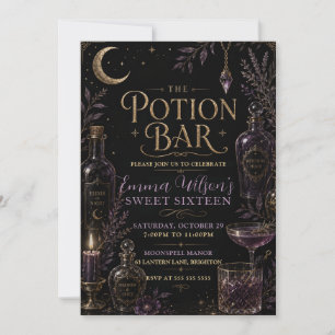 Invitación Fiesta de Dulces Dieciséis en la Barra de Pociones