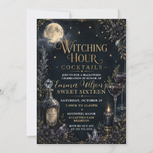 Invitación Fiesta de Dulces Dieciséis Hora de Brujas