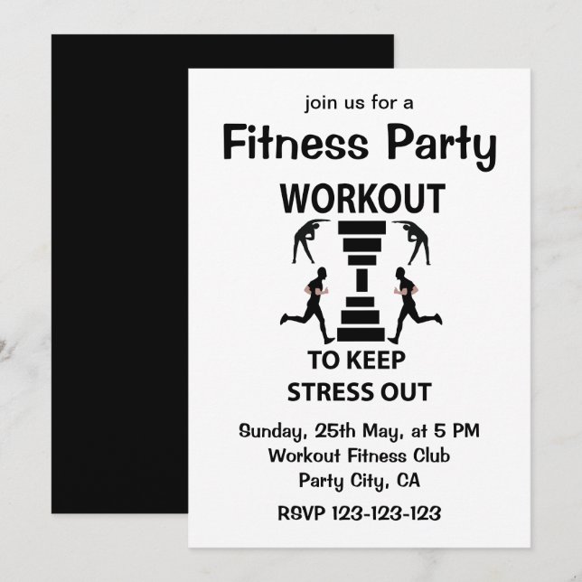 Invitación Fiesta de ejercicio de fitness (Anverso / Reverso)