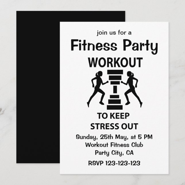 Invitación Fiesta de ejercicio de fitness (Anverso / Reverso)