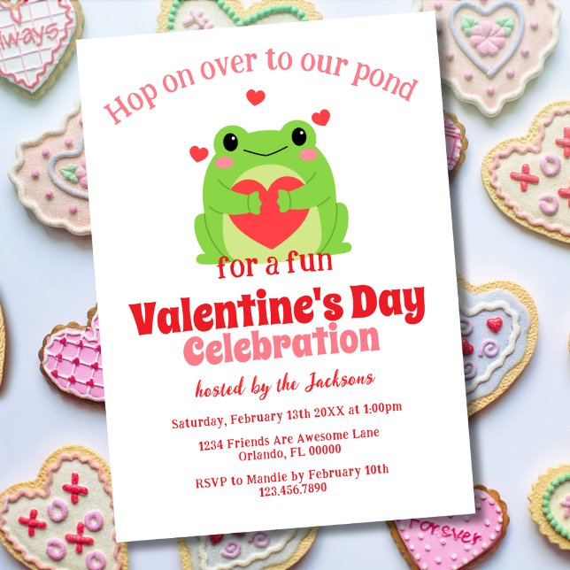 Invitación Fiesta de El día de San Valentín de ranas rosadas  (Subido por el creador)