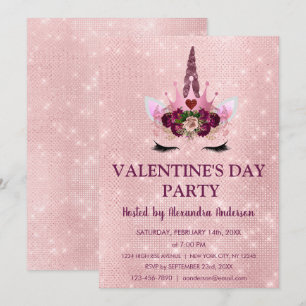 Invitación Fiesta de El día de San Valentín de Rubor rosa de 