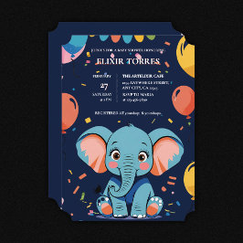 Invitación Fiesta de Elefante Bebé Azul Baby Shower