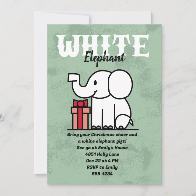 Invitación Fiesta de Elefante Blanco Editable Personalizada (Anverso)