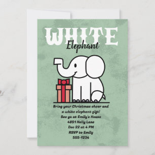 Invitación Fiesta de Elefante Blanco Editable Personalizada