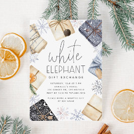 Invitación Fiesta de elefante blanco navidades