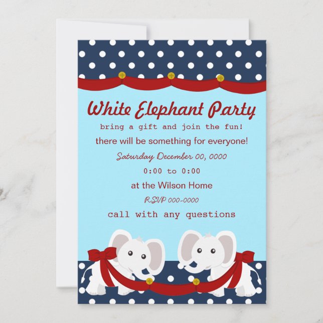 Invitación Fiesta de elefantes blancos (Anverso)