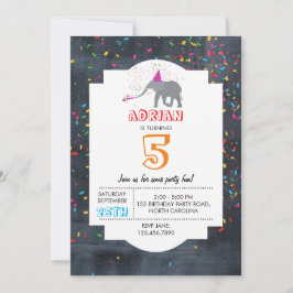 Invitación Fiesta de elefantes - Chica del niño del partido d