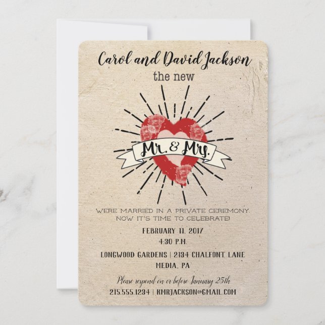 Invitación Fiesta de elementos del Boda Post al estilo Tattoo (Anverso)