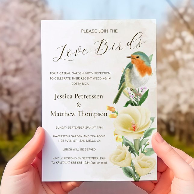 Invitación Fiesta de Elopement Aves de Amor - Recepción de ma (Subido por el creador)