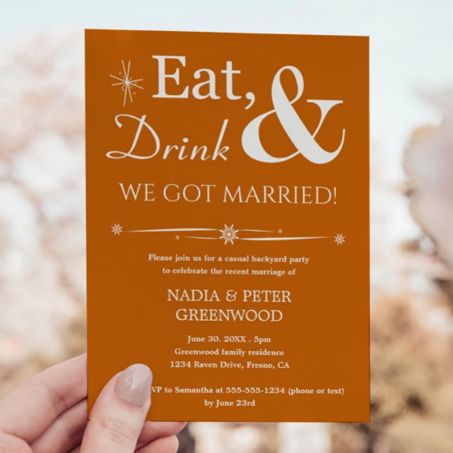 Invitación Fiesta de Elopement ¡Comer Beber Nos Casamos (Subido por el creador)