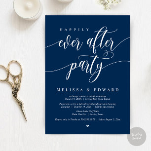 Invitación Fiesta de Elopement Felices para Siempre, Azul Mar