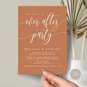 Invitación Fiesta de Elopement Felices para Siempre, Cobre Ox