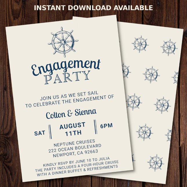 Invitación Fiesta de embarcación de compromiso Nautical (Nautical engagement party invitation)