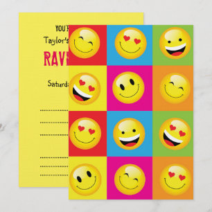Invitación Fiesta de emoji Smilie se enfrenta a la noche del 