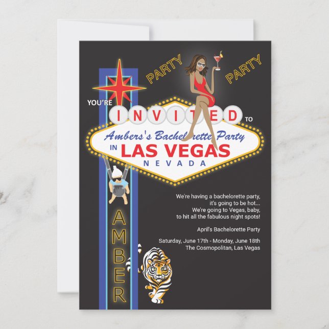 Invitación Fiesta de encargo de Las Vegas Bachelorette (Anverso)