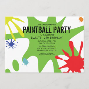 Invitación Fiesta de encargo partido de Splat Paintball del