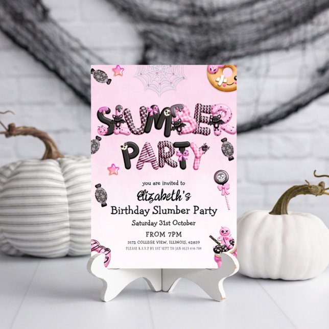 Invitación Fiesta de engaño de Halloween negro rosado (Subido por el creador)