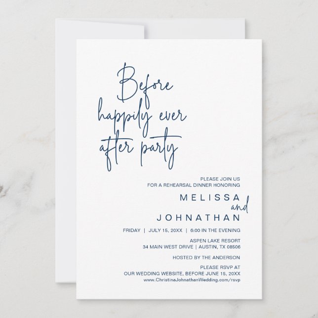 Invitación Fiesta de ensayo de boda antes de felices para sie (Anverso)