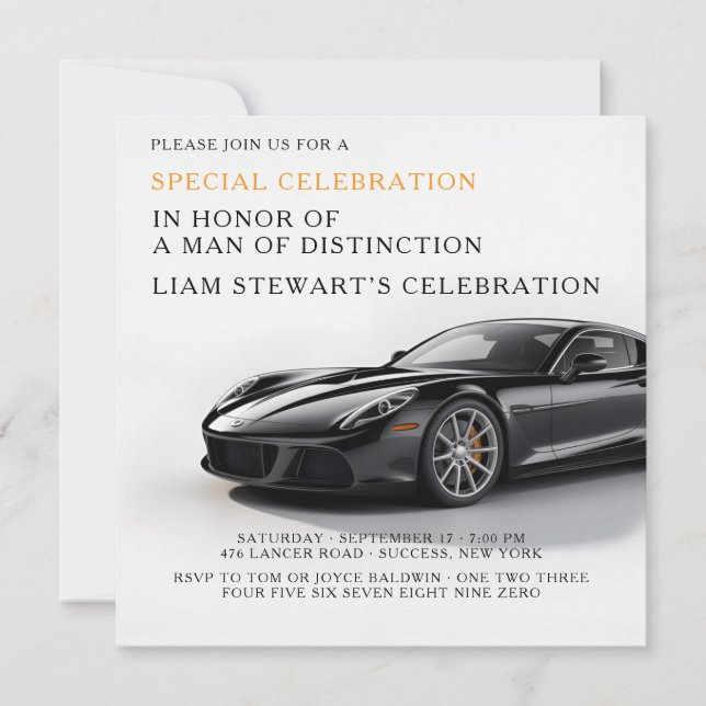 Invitación Fiesta de entusiastas de automóviles de élite (Anverso)