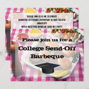 Invitación Fiesta de envío de la universidad BBQ Burgers Pink