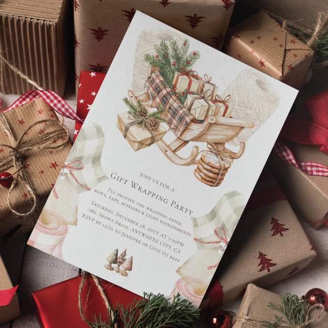 Invitación Fiesta de envolvimiento de regalo navideño de colo (Subido por el creador)