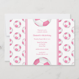 Invitación fiesta de equipo o cumpleaños de chica blanco rosa