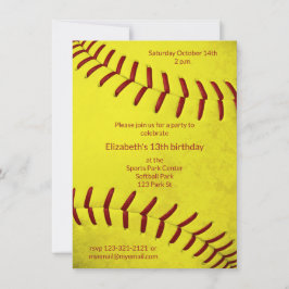Invitación fiesta de equipo o cumpleaños de softball de chica