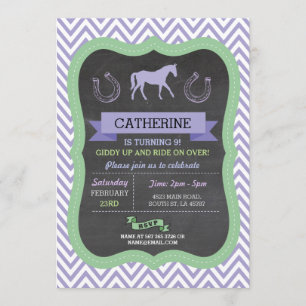 Invitación Fiesta de equitación invita a Pony morado